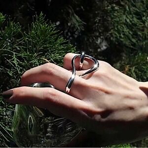 Sterling Silver Geometric Ring, Versatile, Creative, Design, Unique, Tre…